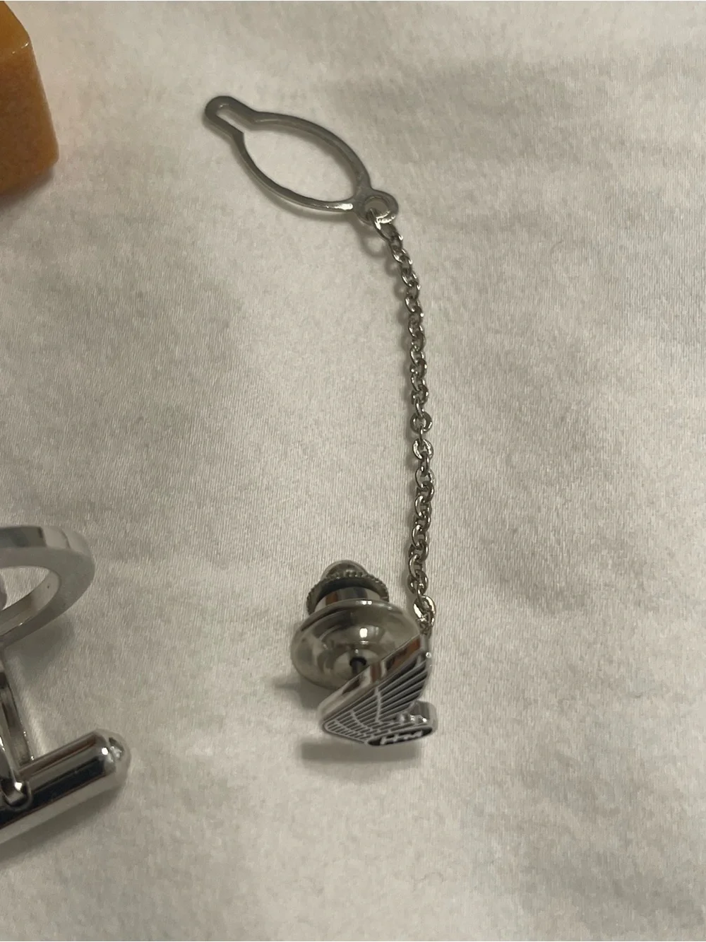 Vintage Honda (Motorcycle) Silver Wing Logo Cufflink and Tie Pin Set
